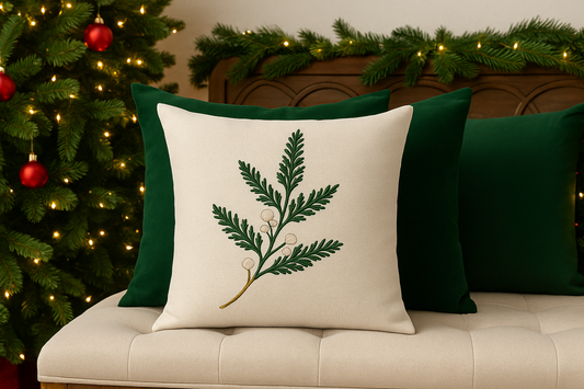 Silver Berry Twig Pillow