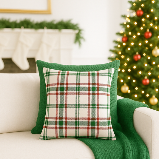 Elegant Christmas Plaid Pillow