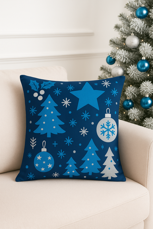 Rich Navy Blue and Silver Pillow